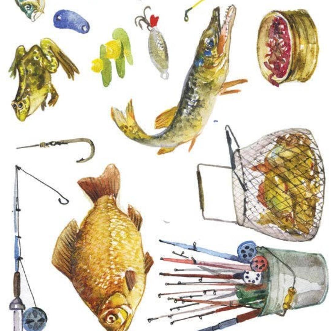 Fishing Stickers - Retro Vintage Fish, Nature, & Lake Sticker Sheet
