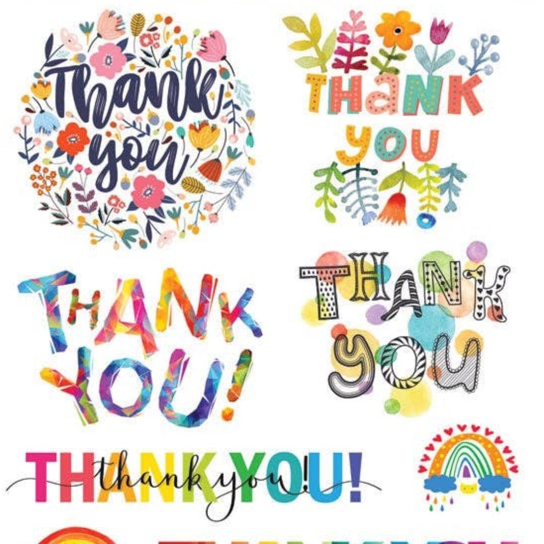 Thank You Stickers - Rainbow Colorful Sticker Sheets