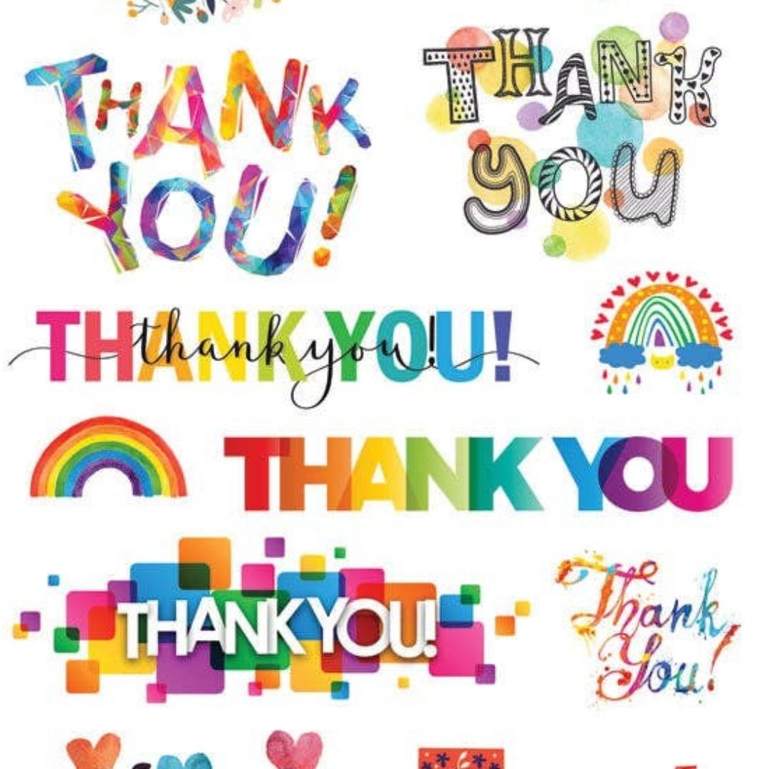 Thank You Stickers - Rainbow Colorful Sticker Sheets