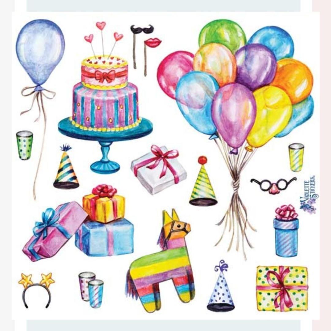 Birthday Party Stickers - Colorful Celebration Sticker Sheets