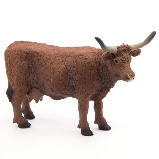 Salers Cow Figurine - Hand Painted Farm Animal Toy Figure - Papo 51042