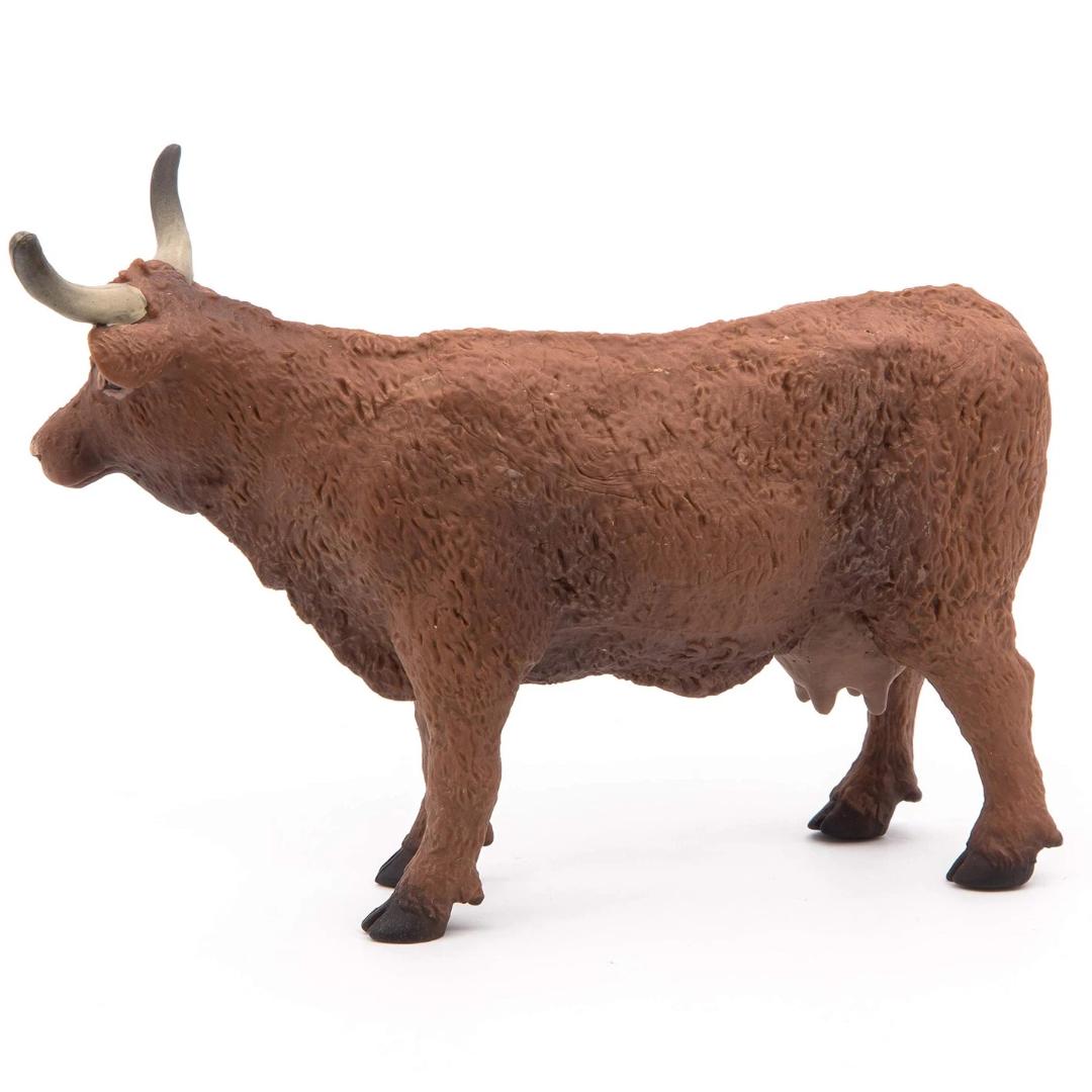 Salers Cow Figurine - Hand Painted Farm Animal Toy Figure - Papo 51042