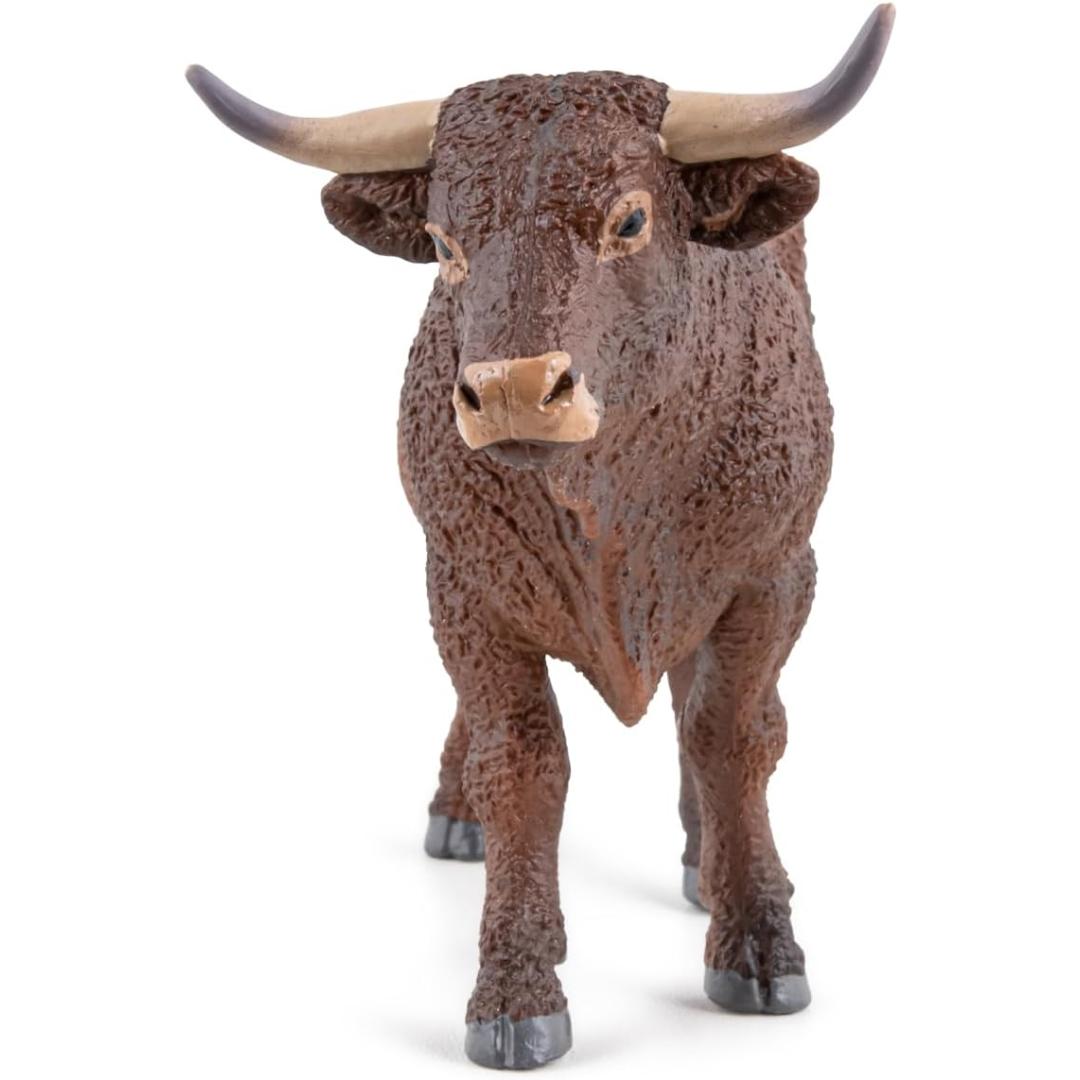 Salers Bull Figurine - Hand Painted Farm Animal Toy Figure - Papo 51186