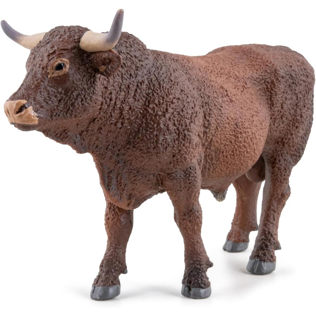 Salers Bull Figurine - Hand Painted Farm Animal Toy Figure - Papo 51186