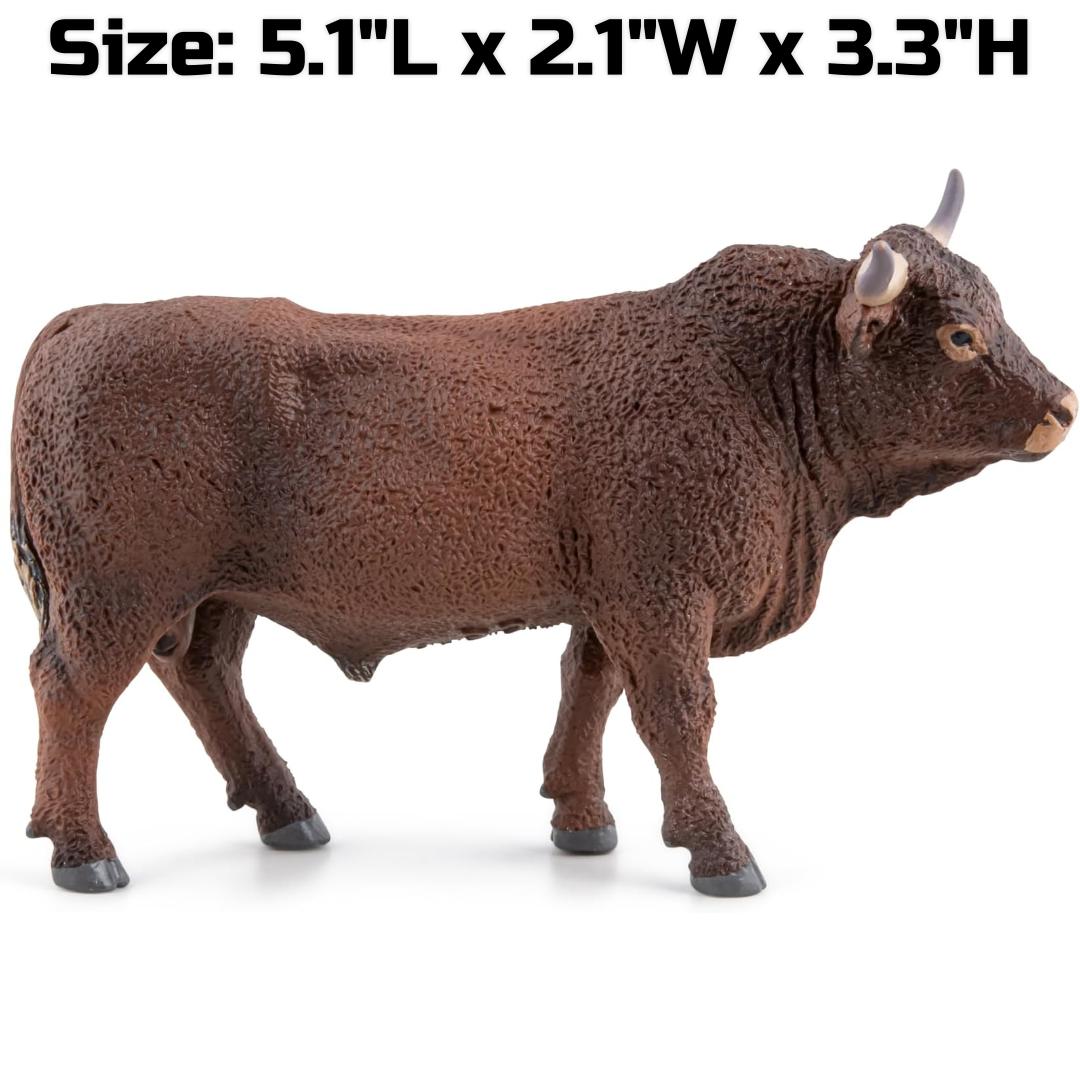 Salers Bull Figurine - Hand Painted Farm Animal Toy Figure - Papo 51186