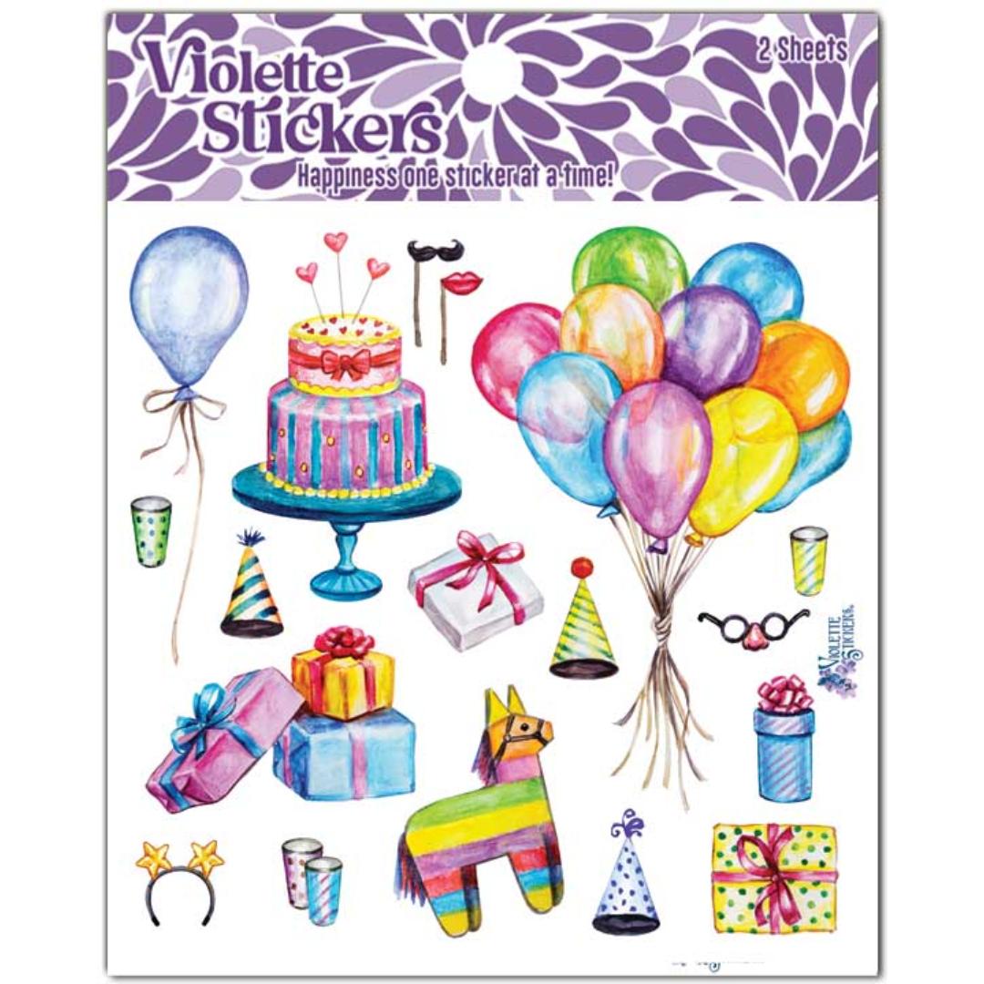 Birthday Party Stickers - Colorful Celebration Sticker Sheets