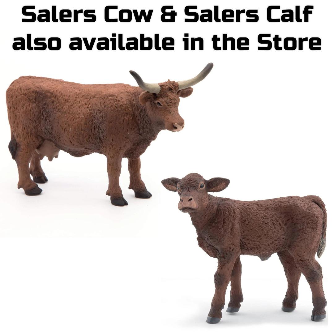 Salers Bull Figurine - Hand Painted Farm Animal Toy Figure - Papo 51186