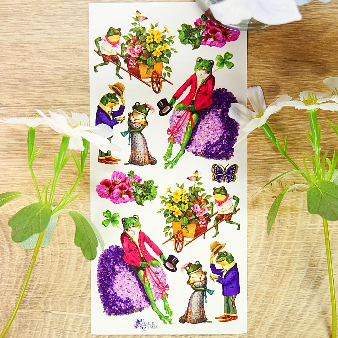 Frog Stickers - Vintage Frogs in Love Sticker Sheets