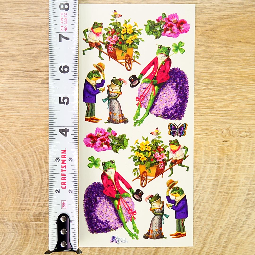 Frog Stickers - Vintage Frogs in Love Sticker Sheets