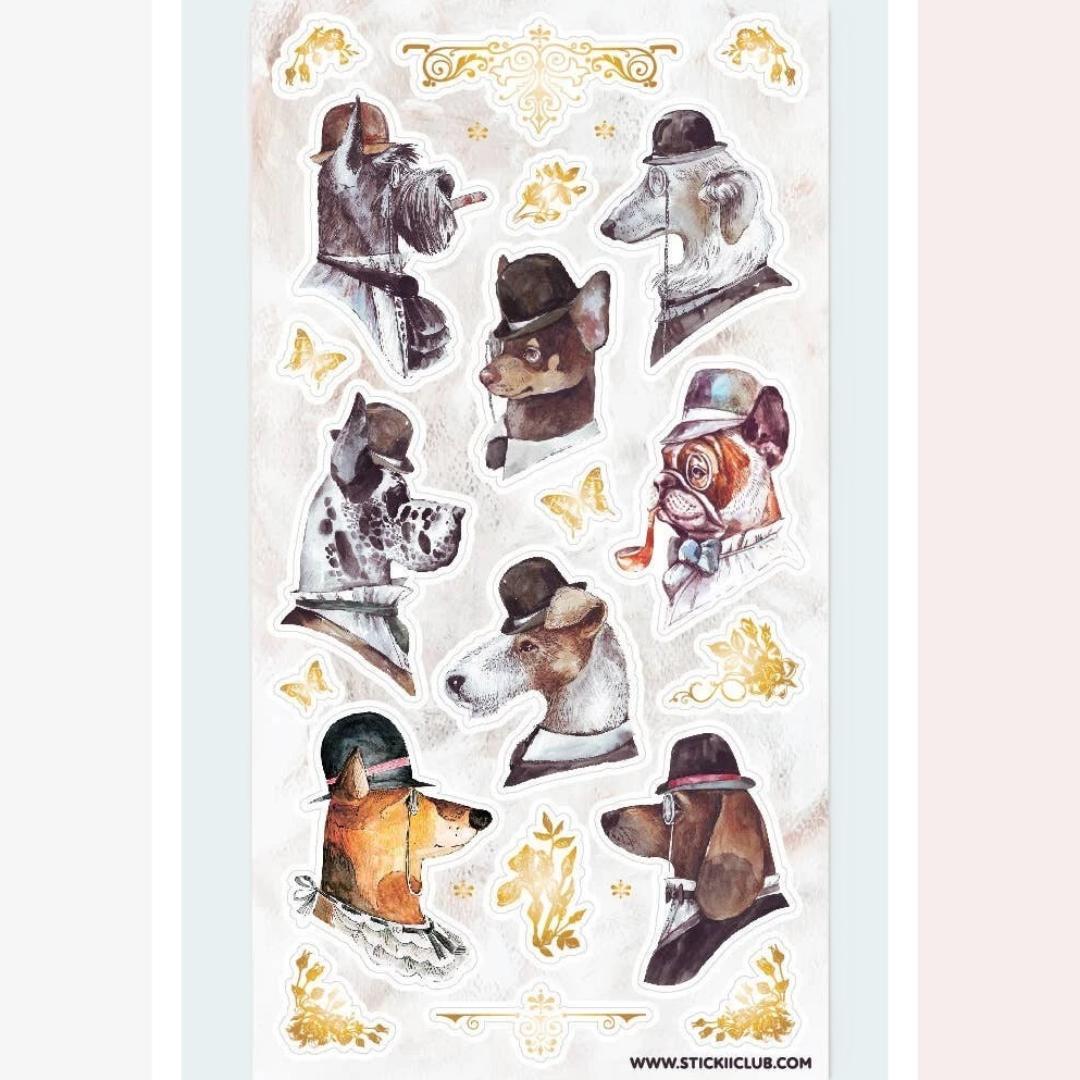 Dog Stickers - Vintage Dapper Dogs Sticker Sheet