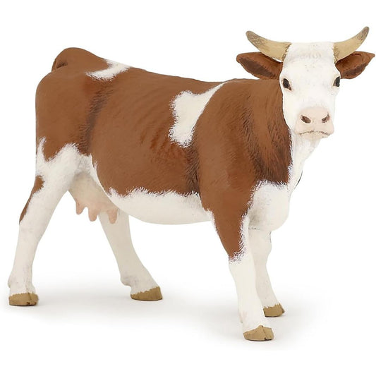 Simmental Cow Figurine - Hand Painted Farm Animal Toy Figure - Papo 51133