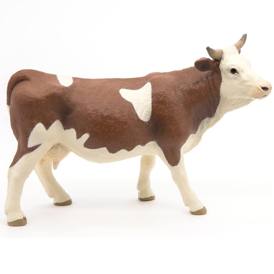 Simmental Cow Figurine - Hand Painted Farm Animal Toy Figure - Papo 51133