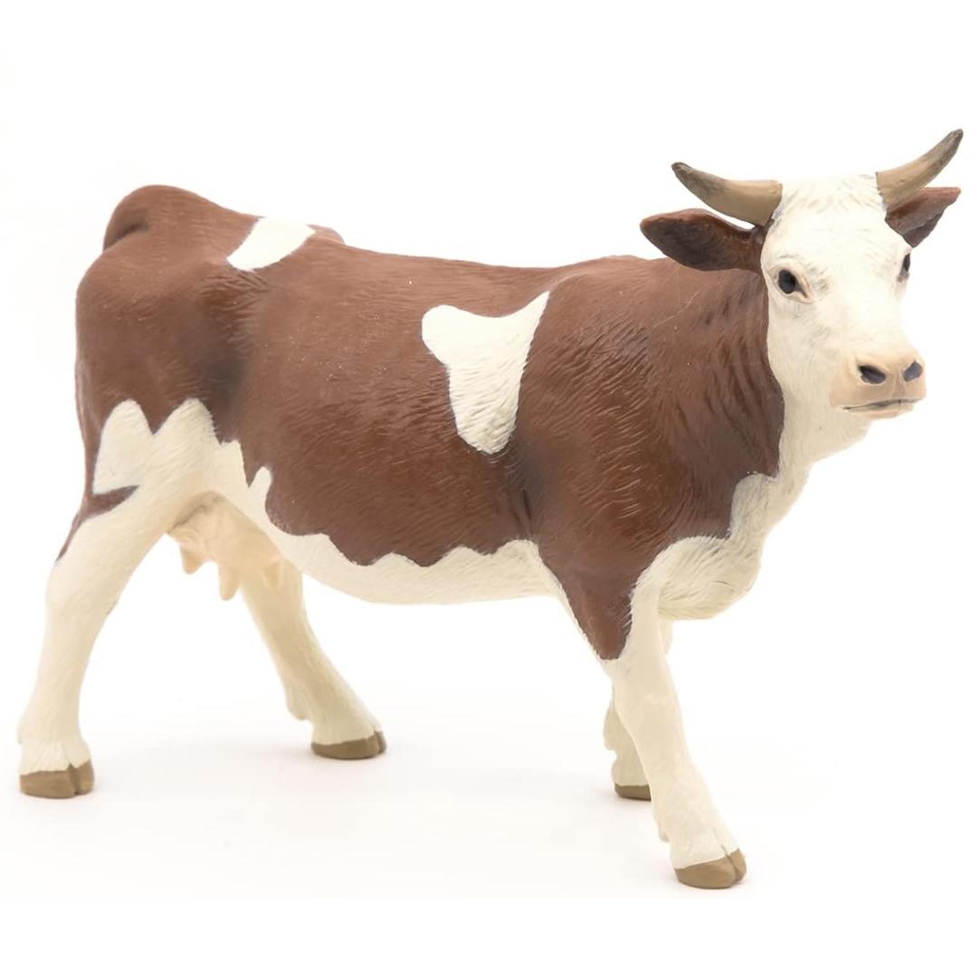 Simmental Cow Figurine - Hand Painted Farm Animal Toy Figure - Papo 51133