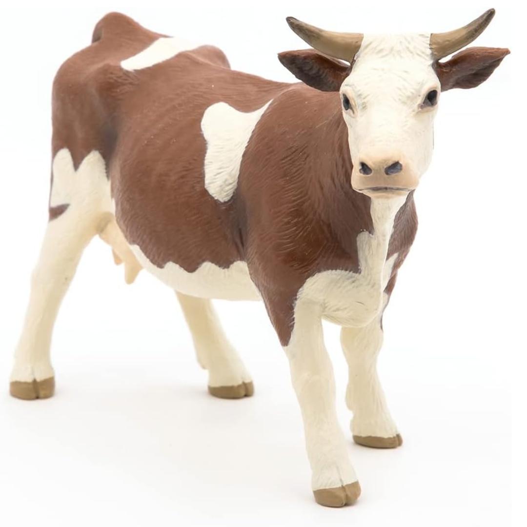 Simmental Cow Figurine - Hand Painted Farm Animal Toy Figure - Papo 51133