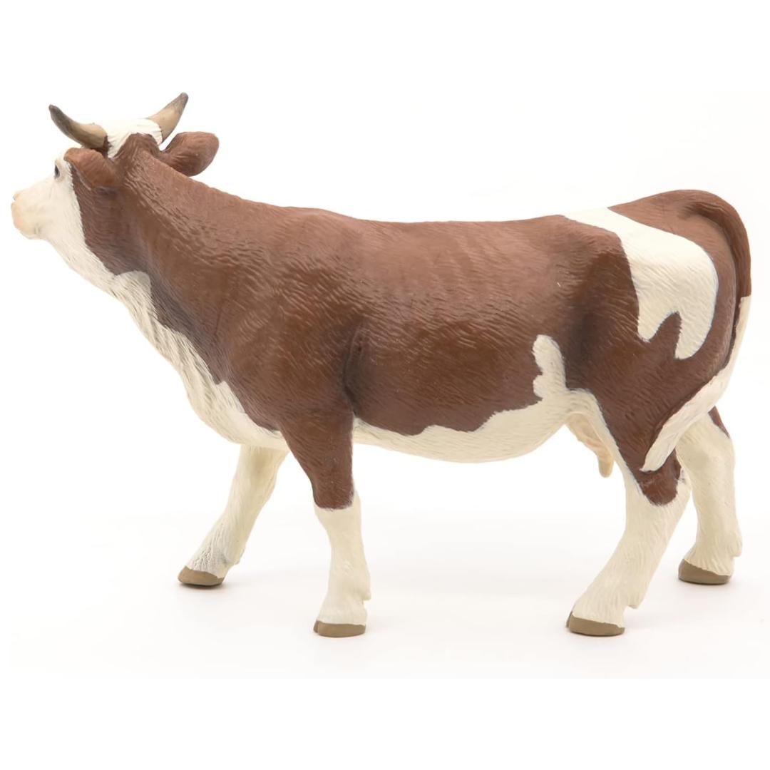 Simmental Cow Figurine - Hand Painted Farm Animal Toy Figure - Papo 51133