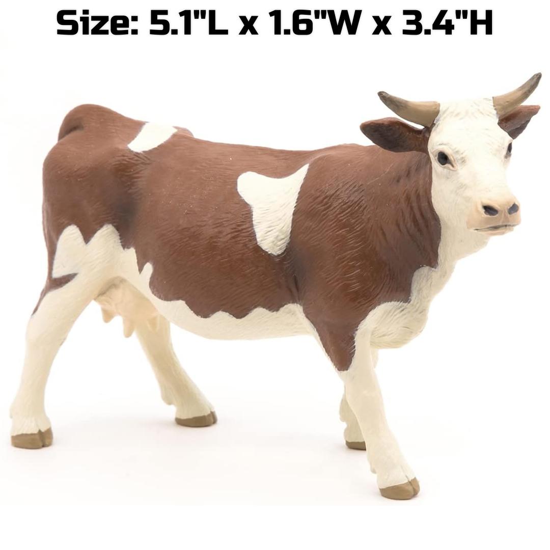 Simmental Cow Figurine - Hand Painted Farm Animal Toy Figure - Papo 51133