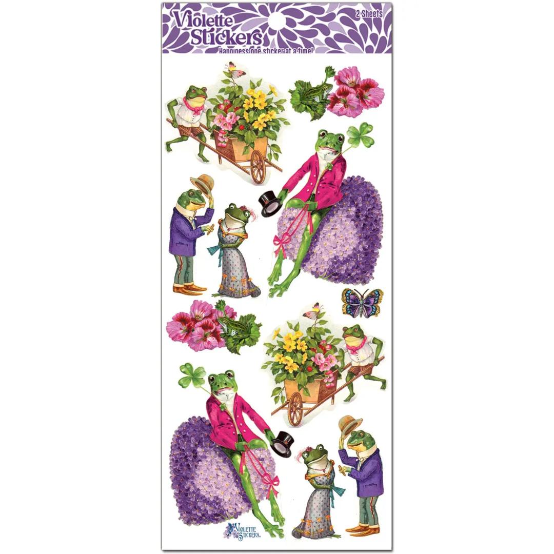 Frog Stickers - Vintage Frogs in Love Sticker Sheets