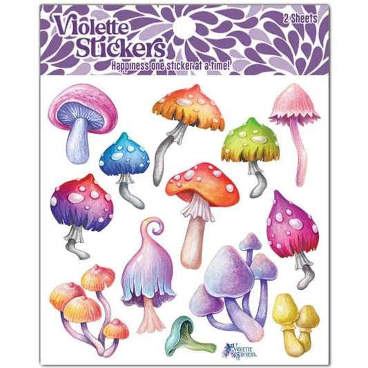 Electric Mushrooms Stickers - Colorful Neon Flora Sticker Sheets