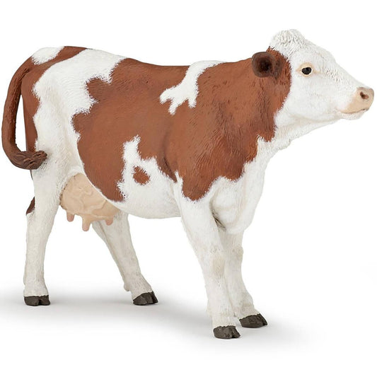 Montbeliarde Cow Figurine - Hand Painted Farm Animal Toy Figure - Papo 51165