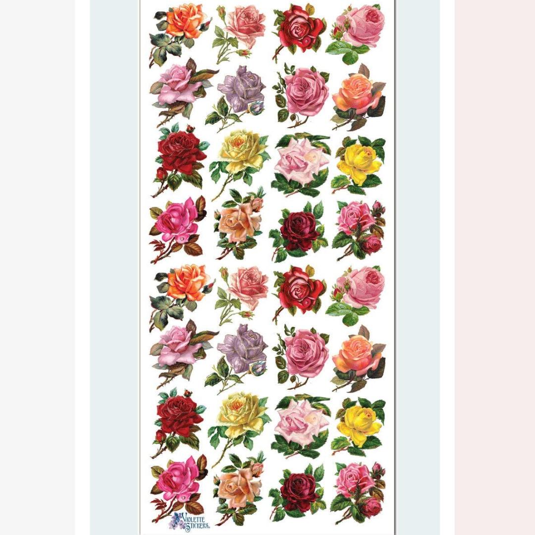 Mini Rose Stickers - Colorful Floral Sticker Sheets