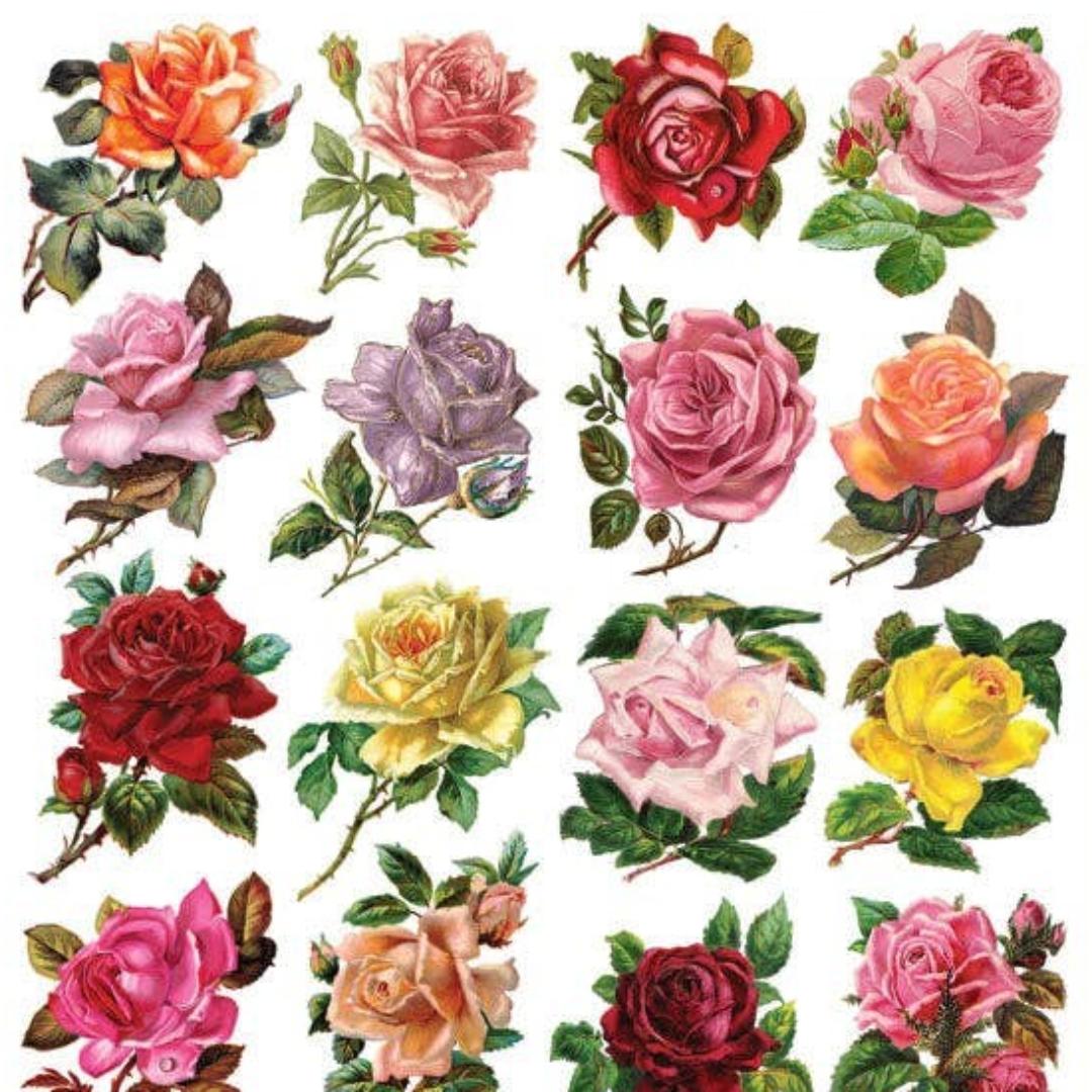 Mini Rose Stickers - Colorful Floral Sticker Sheets