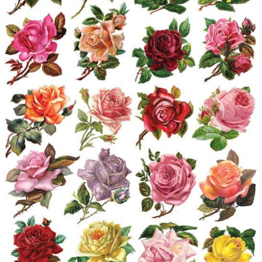 Mini Rose Stickers - Colorful Floral Sticker Sheets