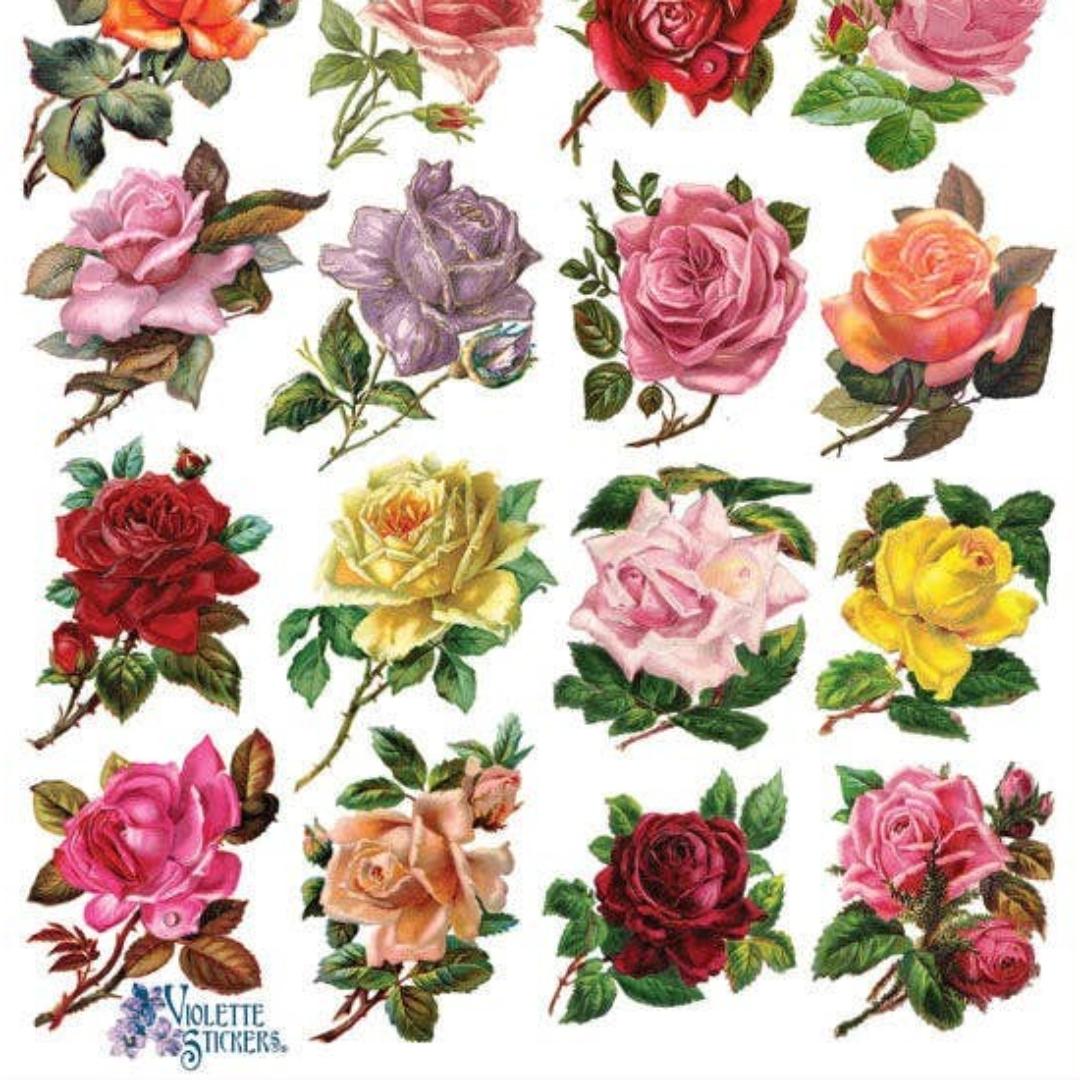 Mini Rose Stickers - Colorful Floral Sticker Sheets
