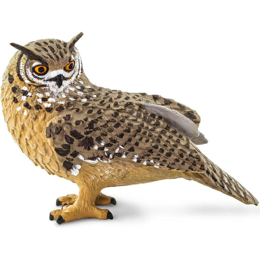 Eagle Owl Figurine - Hand Painted Collectible Wild Bird Toy Figure - Safari Ltd 100364