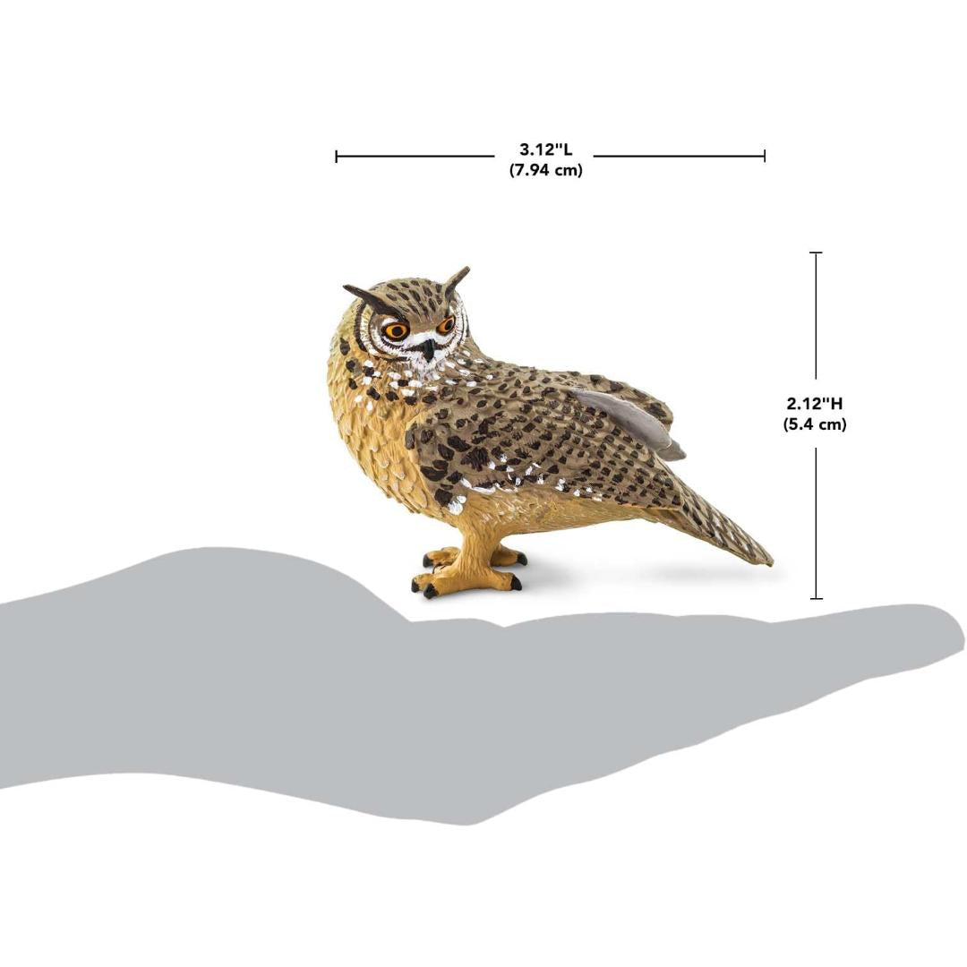 Eagle Owl Figurine - Hand Painted Collectible Wild Bird Toy Figure - Safari Ltd 100364
