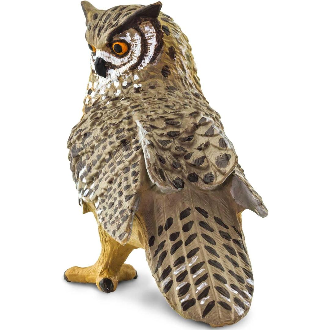 Eagle Owl Figurine - Hand Painted Collectible Wild Bird Toy Figure - Safari Ltd 100364