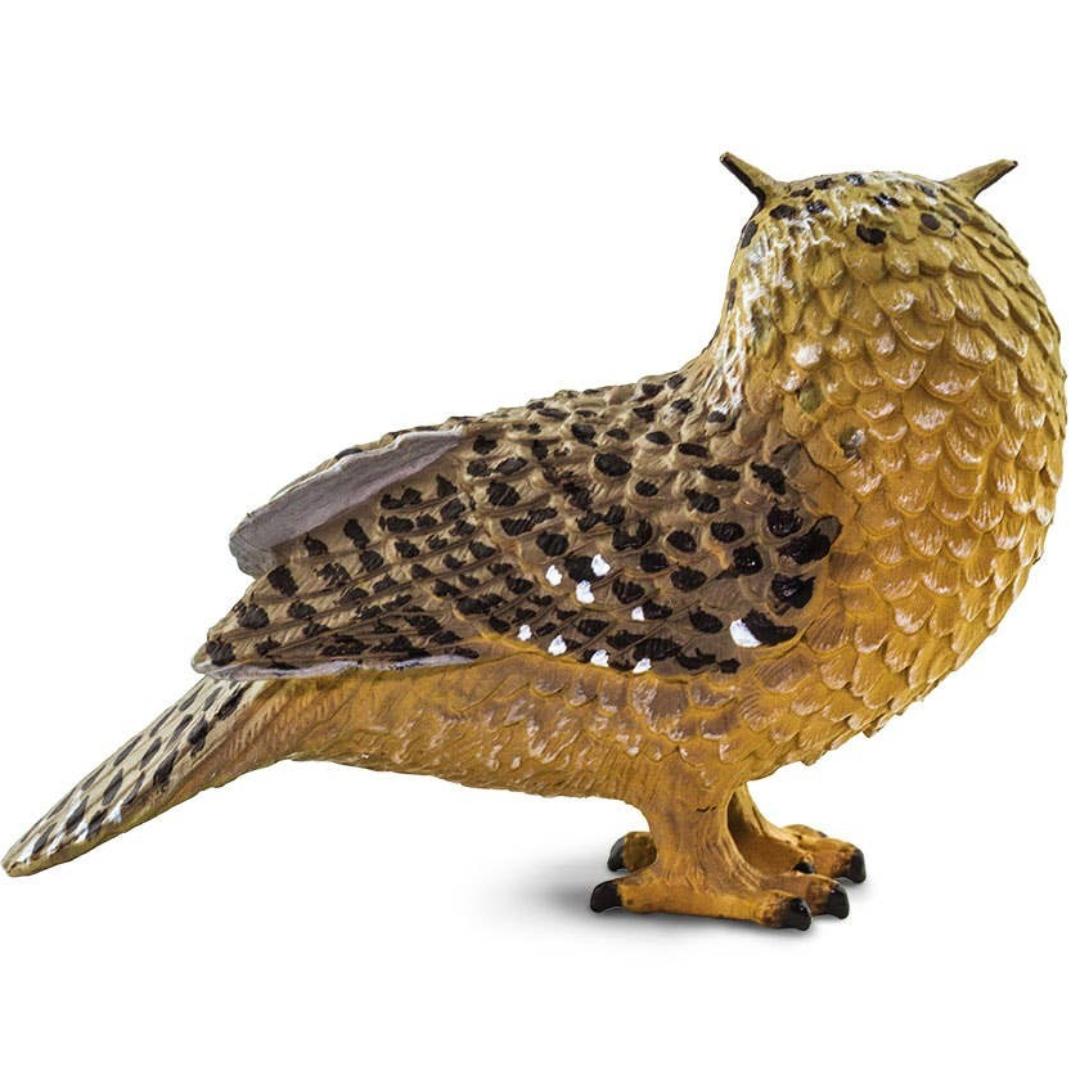 Eagle Owl Figurine - Hand Painted Collectible Wild Bird Toy Figure - Safari Ltd 100364
