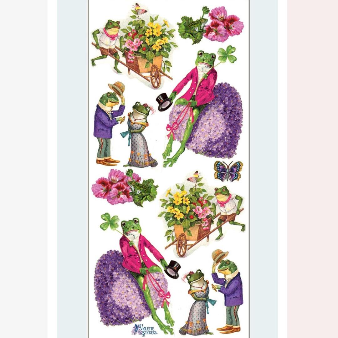 Frog Stickers - Vintage Frogs in Love Sticker Sheets