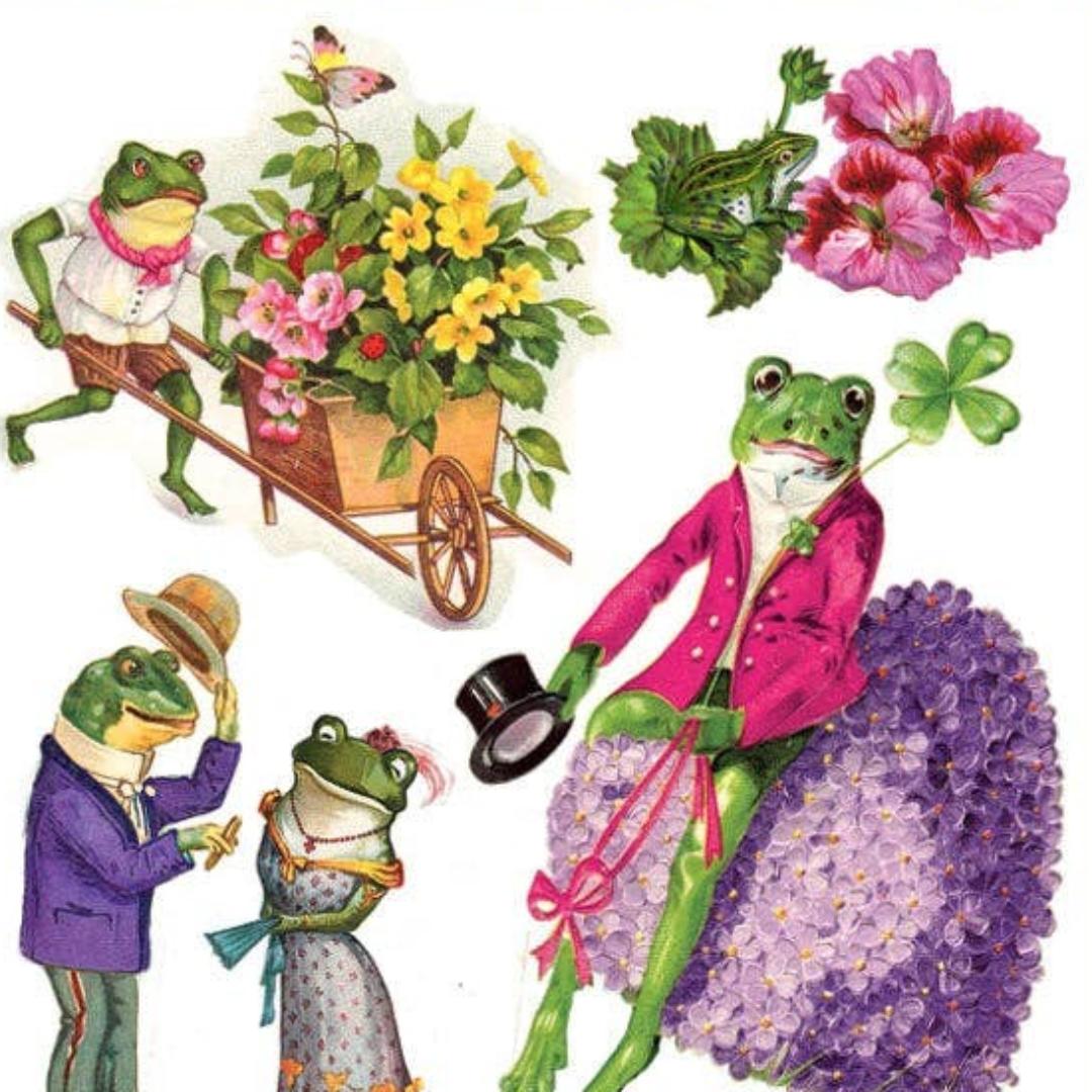 Frog Stickers - Vintage Frogs in Love Sticker Sheets
