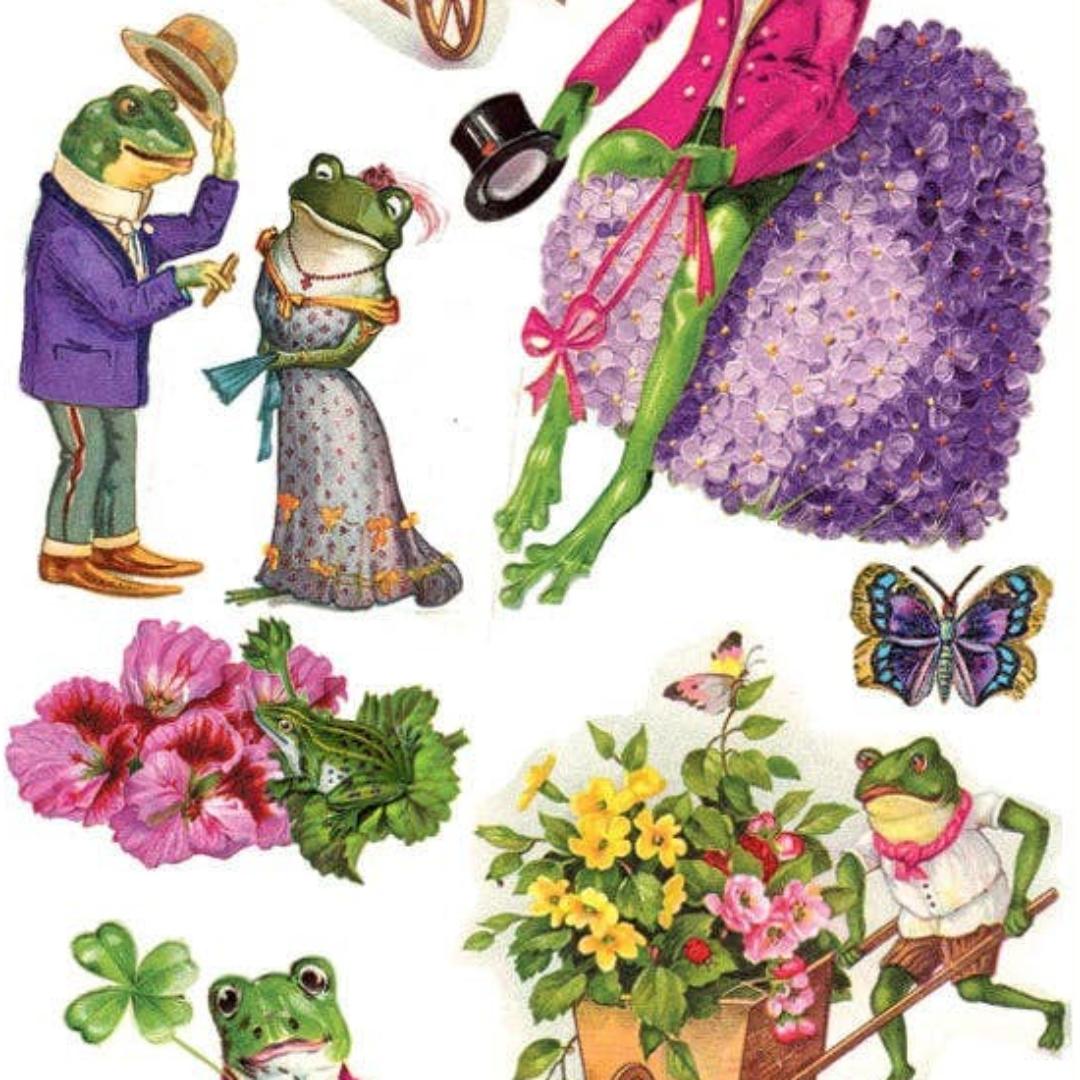 Frog Stickers - Vintage Frogs in Love Sticker Sheets