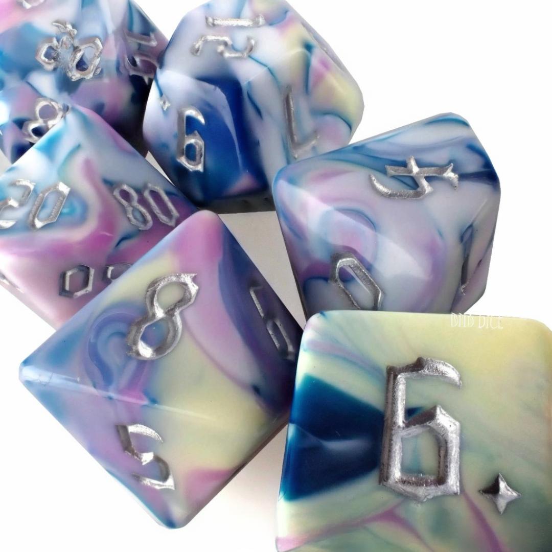 Dice Set - Modern Art - 7 Acrylic Dice - Dungeons and Dragons Tabletop Gaming