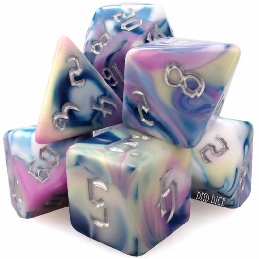 Dice Set - Modern Art - 7 Acrylic Dice - Dungeons and Dragons Tabletop Gaming
