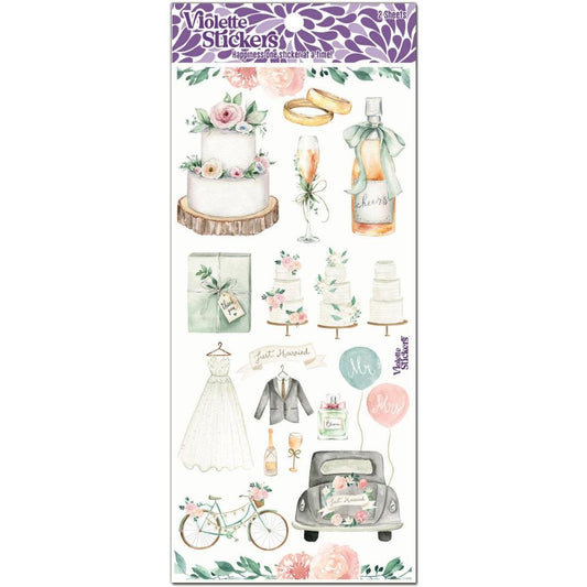 Wedding Stickers - Elegant Watercolor Marriage Ceremony Sticker Sheets