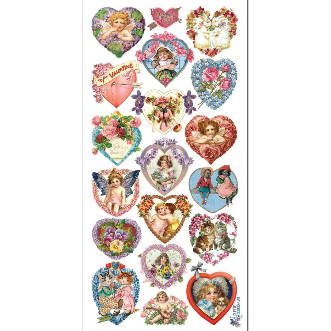Valentine Hearts Stickers - Victorian Heart Sticker Sheets
