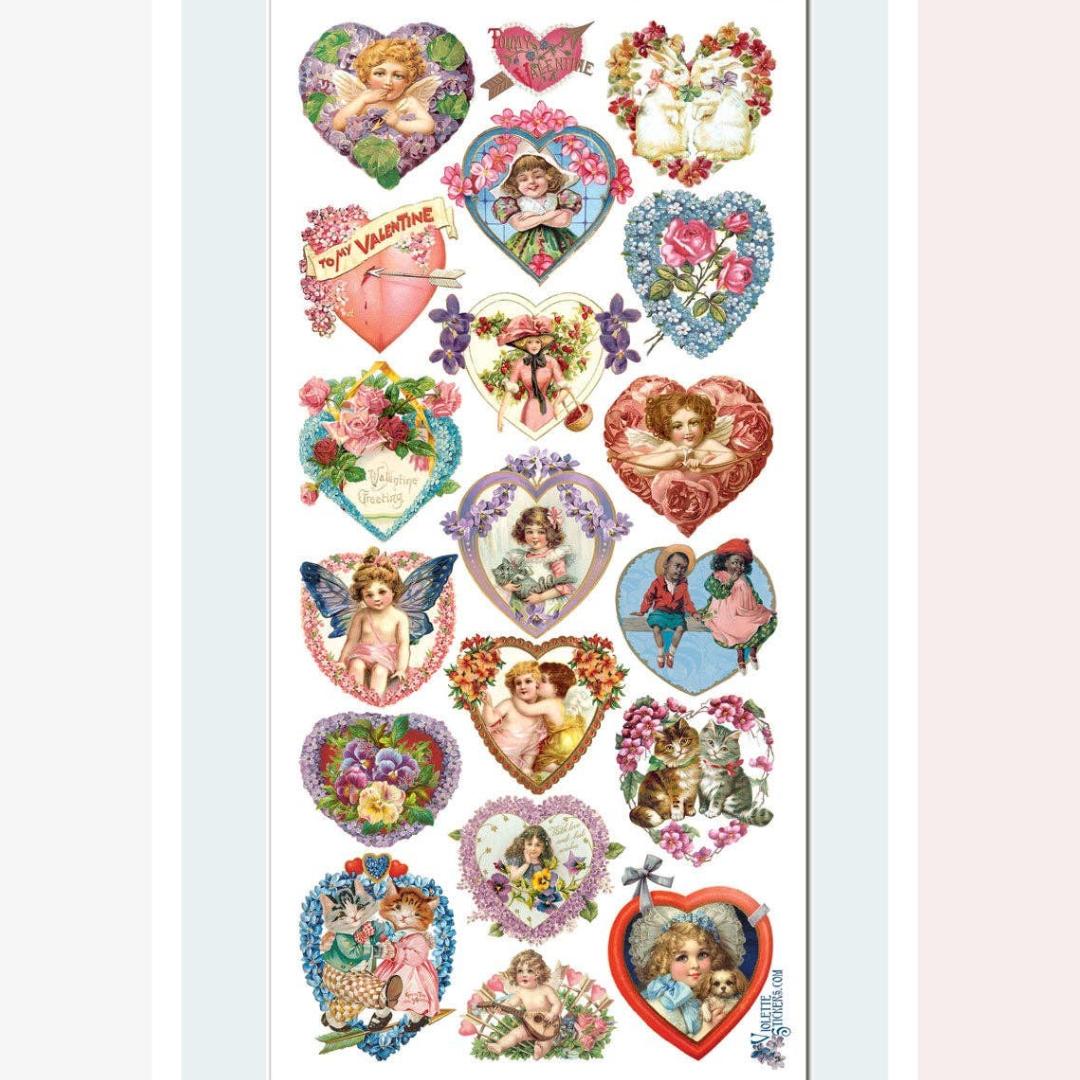 Valentine Hearts Stickers - Victorian Heart Sticker Sheets