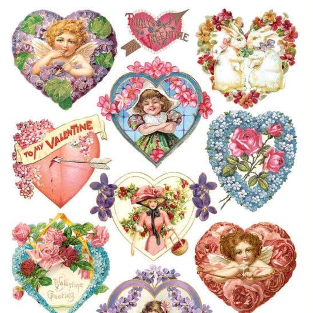 Valentine Hearts Stickers - Victorian Heart Sticker Sheets