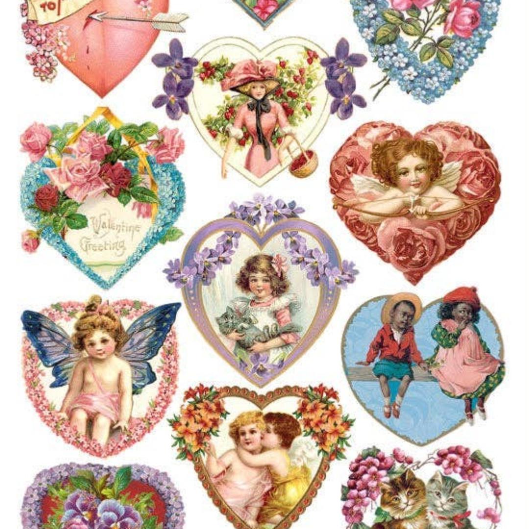 Valentine Hearts Stickers - Victorian Heart Sticker Sheets