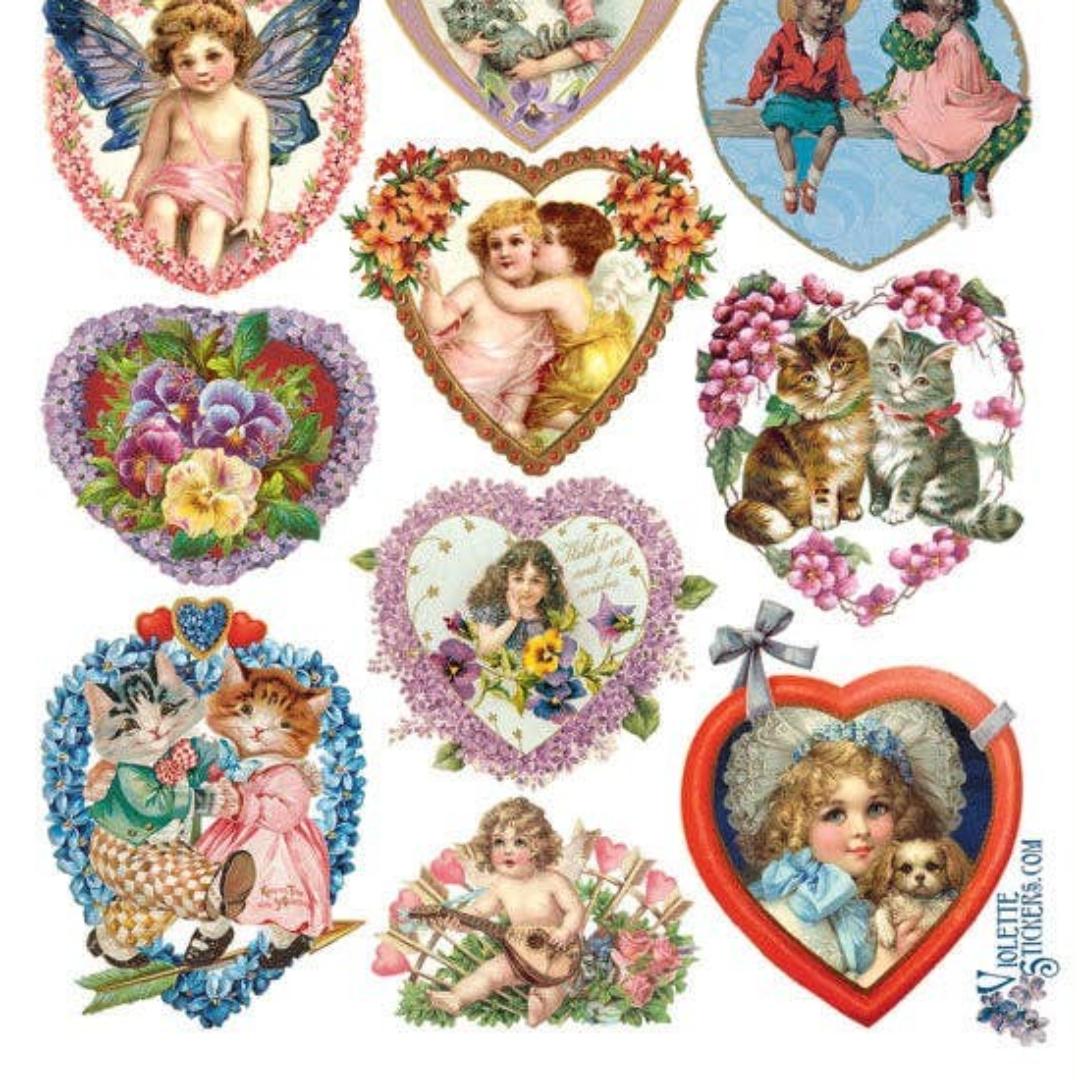 Valentine Hearts Stickers - Victorian Heart Sticker Sheets