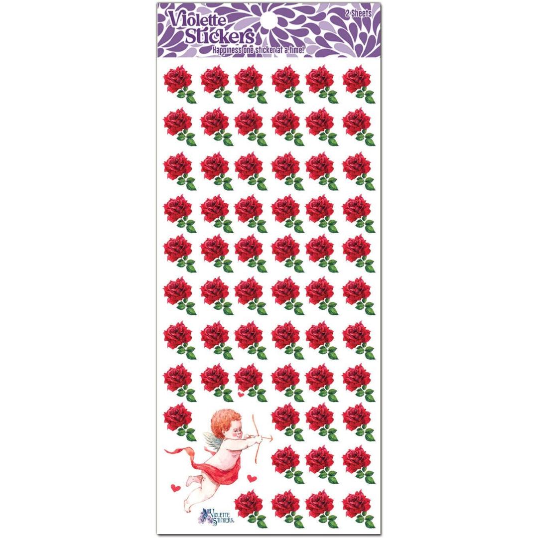 Mini Red Roses Stickers - Miniature Flower Sticker Sheet