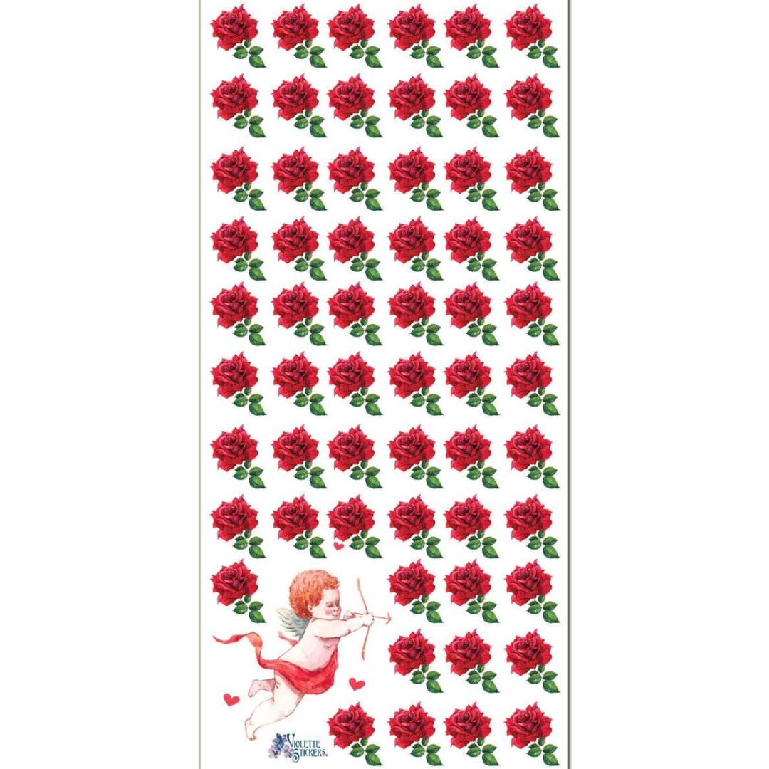 Mini Red Roses Stickers - Miniature Flower Sticker Sheet