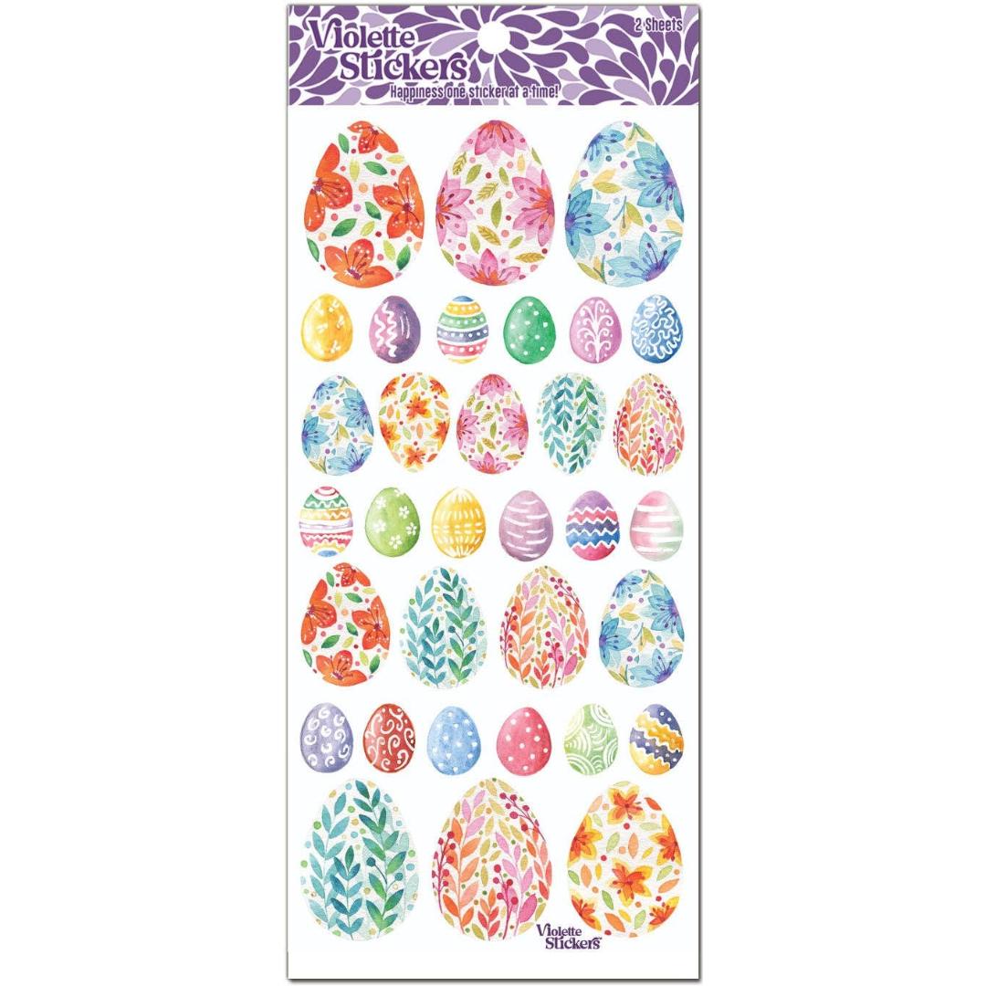 Easter Egg Stickers - Patterned Watercolor Easter Egg Sticker Sheet