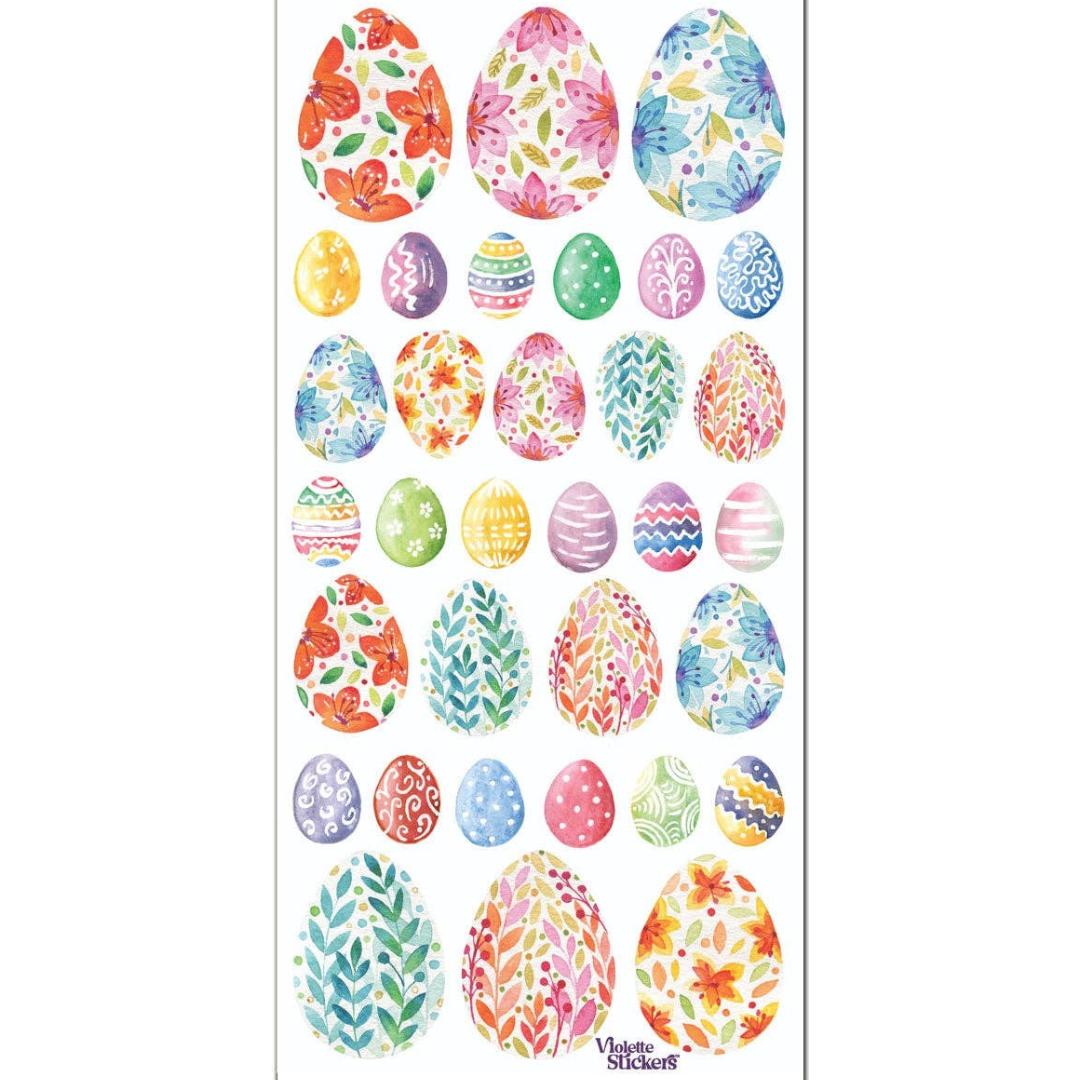 Easter Egg Stickers - Patterned Watercolor Easter Egg Sticker Sheet