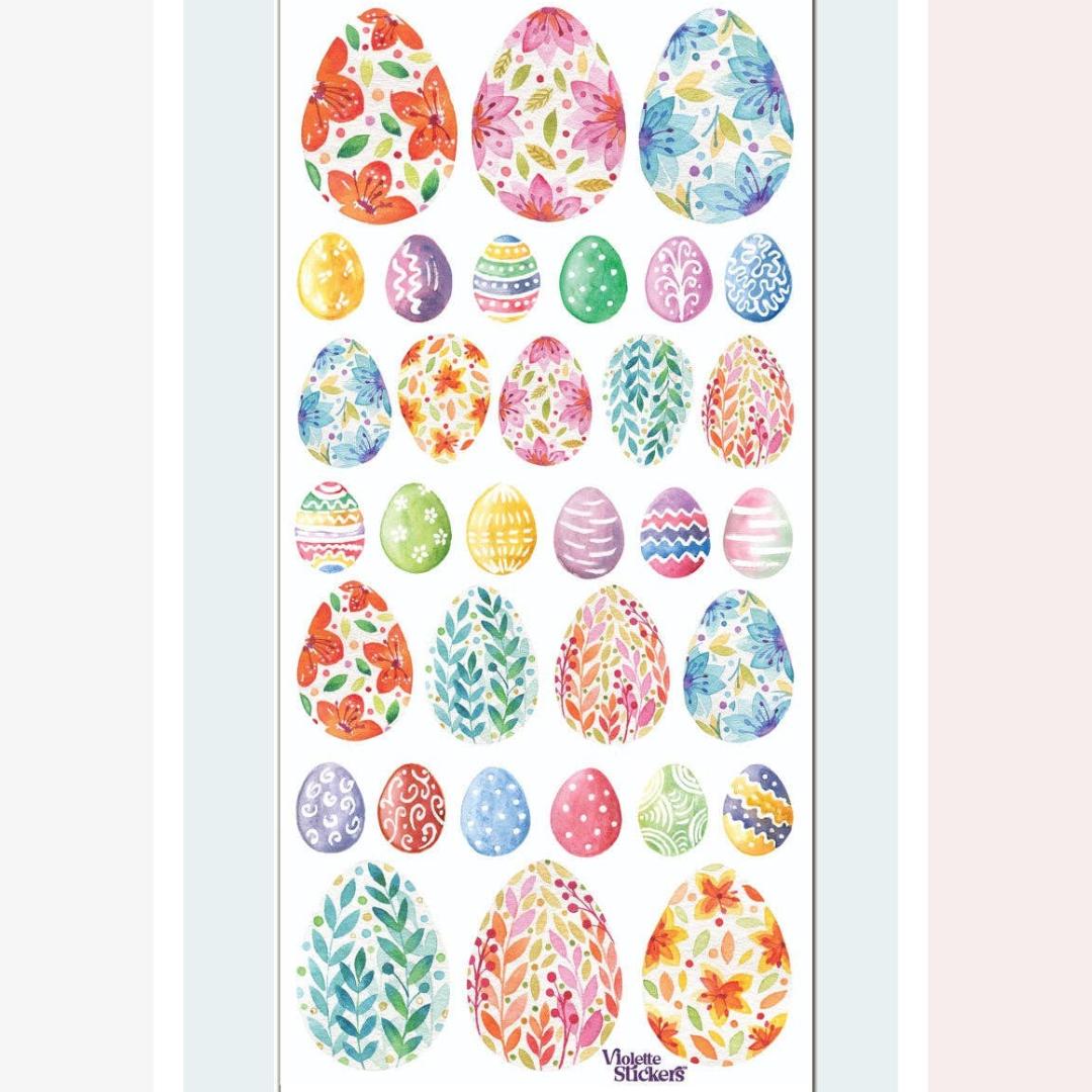Easter Egg Stickers - Patterned Watercolor Easter Egg Sticker Sheet