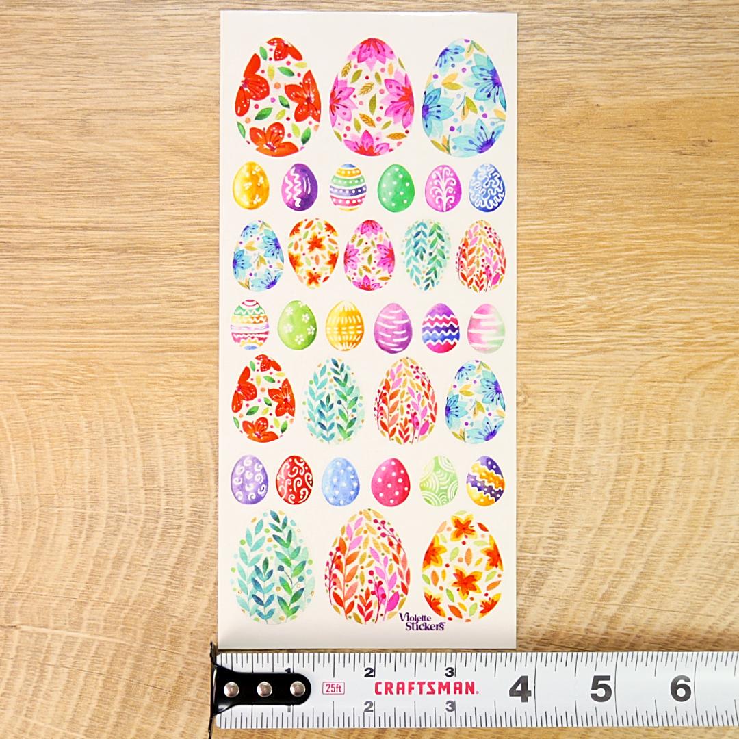 Easter Egg Stickers - Patterned Watercolor Easter Egg Sticker Sheet