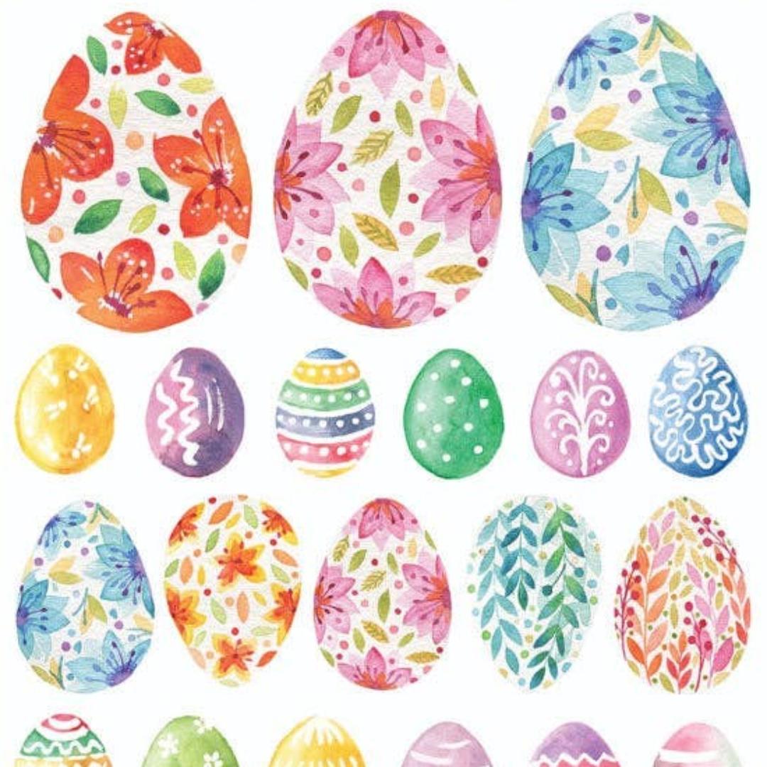 Easter Egg Stickers - Patterned Watercolor Easter Egg Sticker Sheet