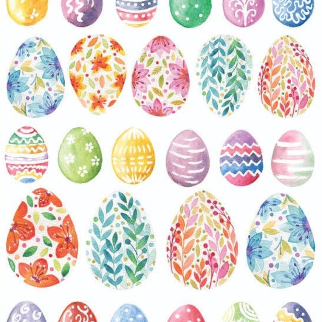 Easter Egg Stickers - Patterned Watercolor Easter Egg Sticker Sheet